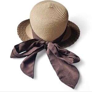 Sun hat with brown bow